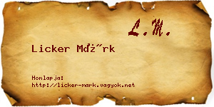 Licker Márk névjegykártya